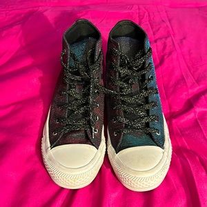 Iridescent Glitter Converse All⭐️Star high tops size 6